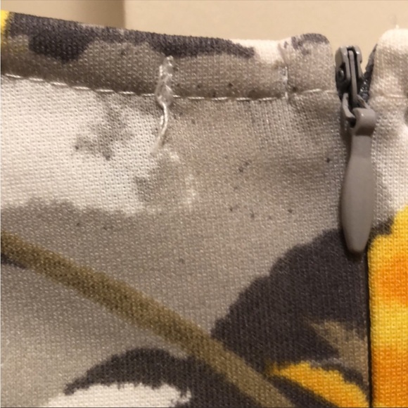 Lulus Grey and Yellow Floral Print Skater Dress Size Medium - Picture 4 of 8